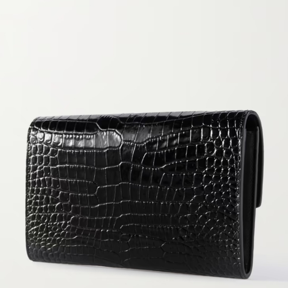 New! Authentic Saint Laurent YSL Uptown Croc-Effect Patent-Leather Bag - Picture 8 of 17